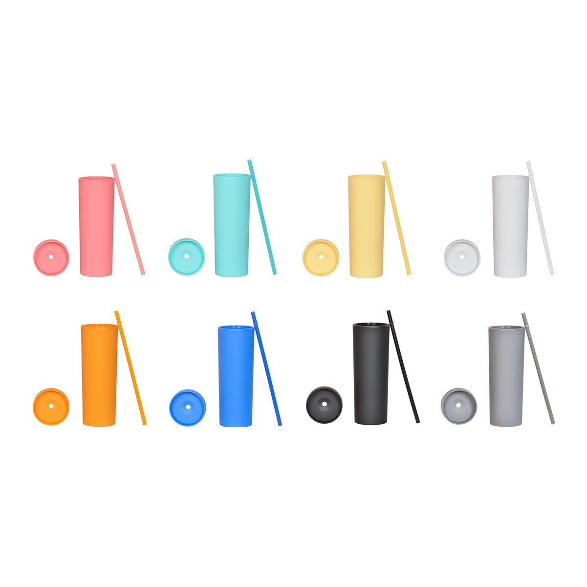 16 oz Matte Double Wall Tumbler with Straw