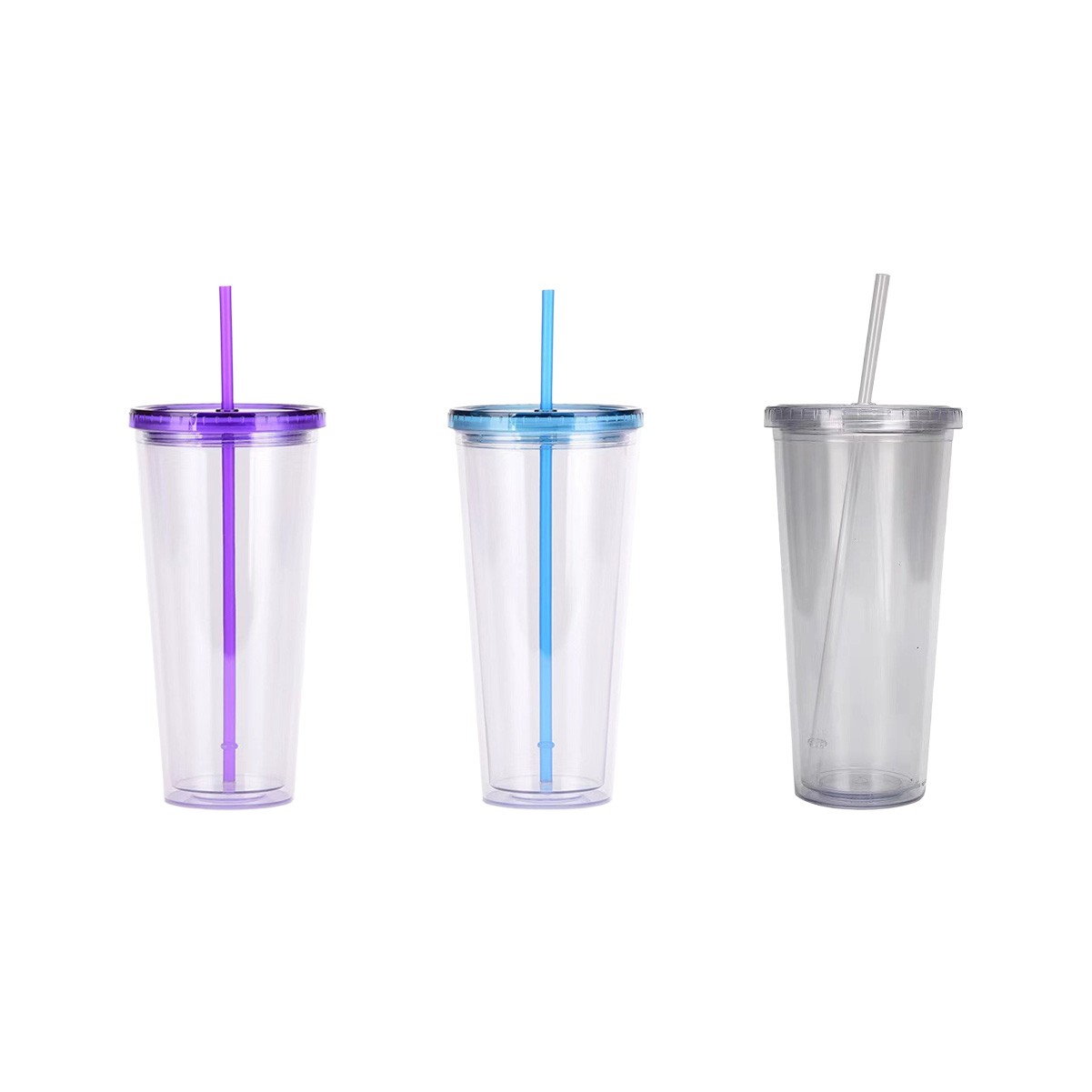 24oz Insulated Double Wall Tumbler with Screw-On Lid and Straw