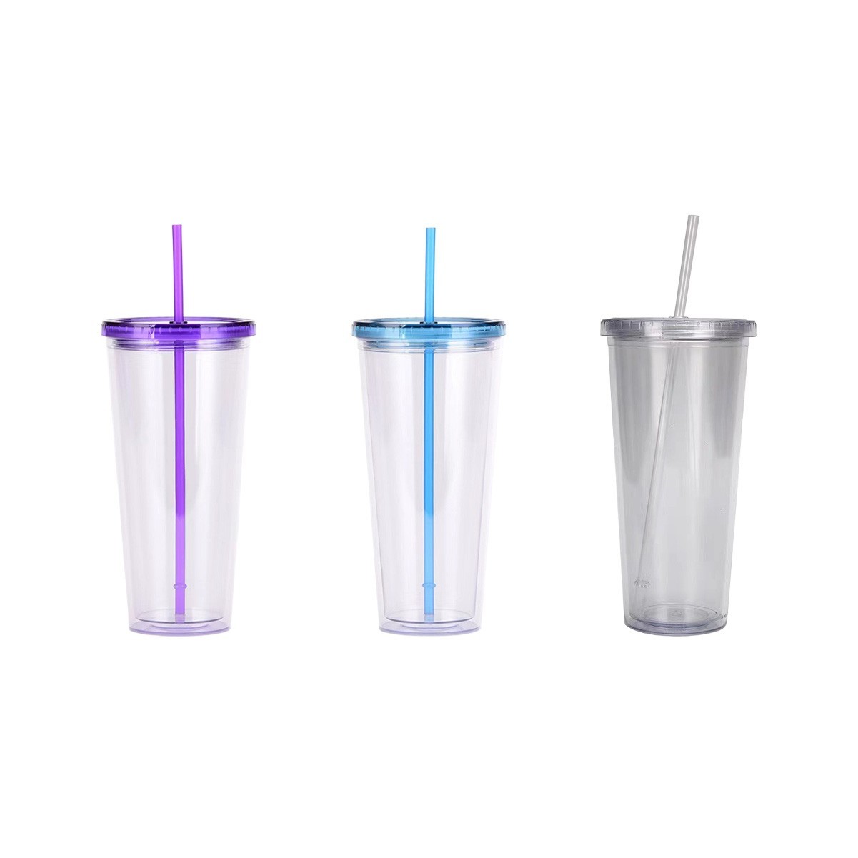 24oz Insulated Double Wall Tumbler with Screw-On Lid and Straw