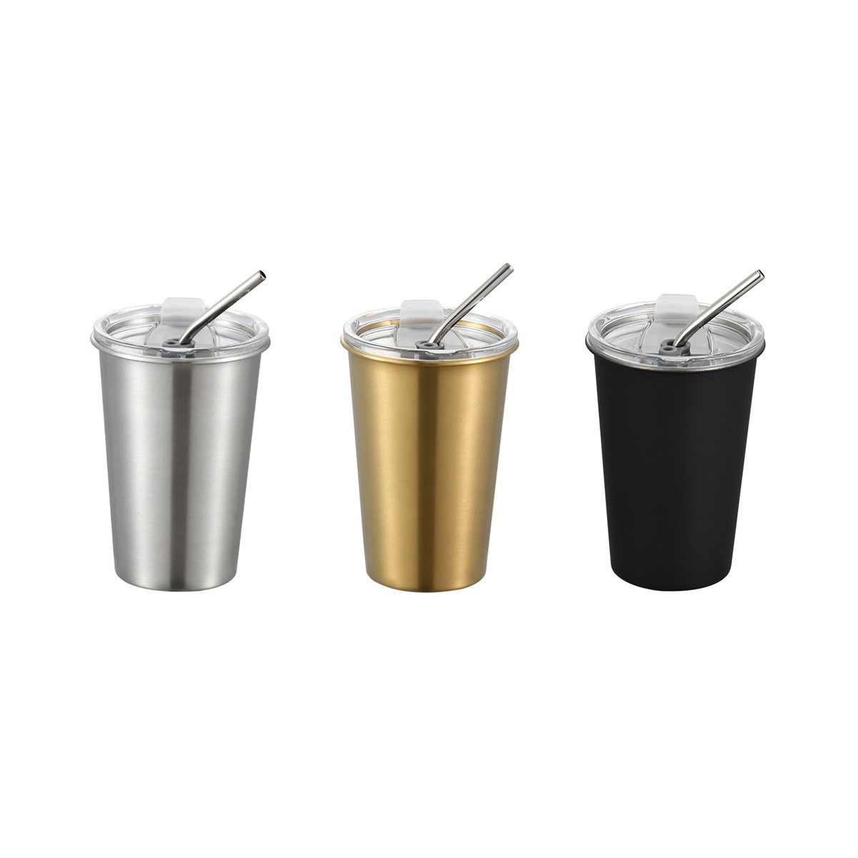17oz Insulated Stainless Steel Tumbler with Straw and Lid