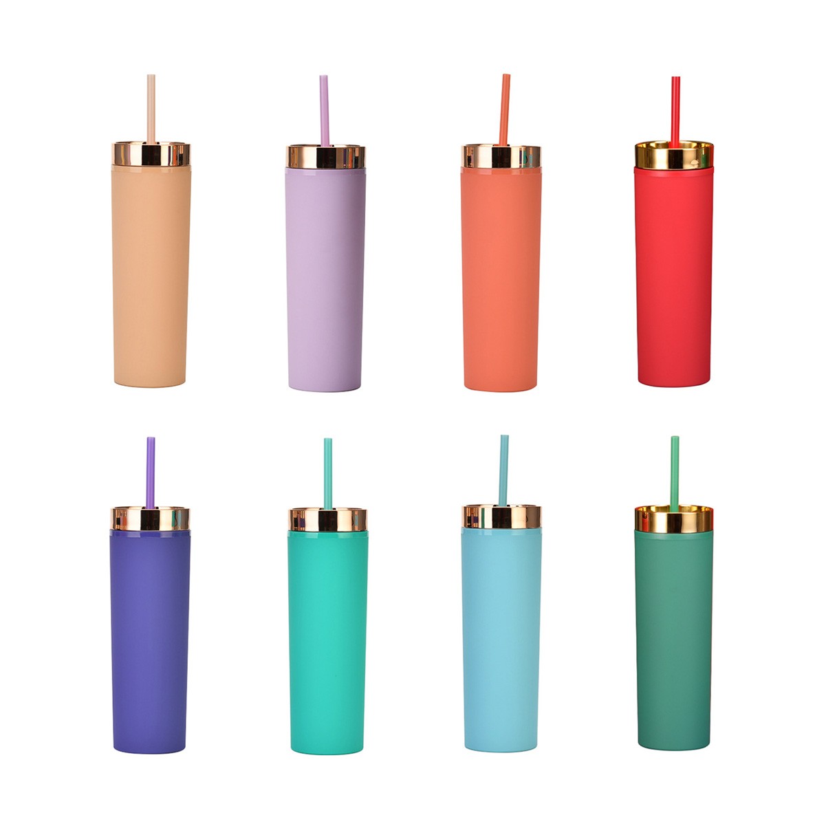 16OZ Slim Insulated Tumbler with Lid and Straw