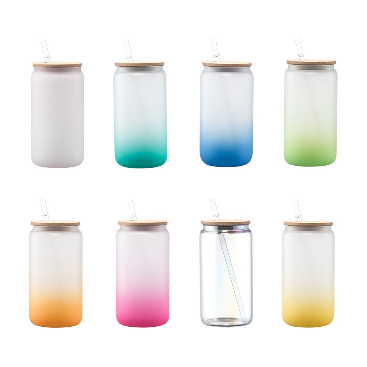 16oz Frosted Beer Can Inspired Glass Jar with Bamboo Lid