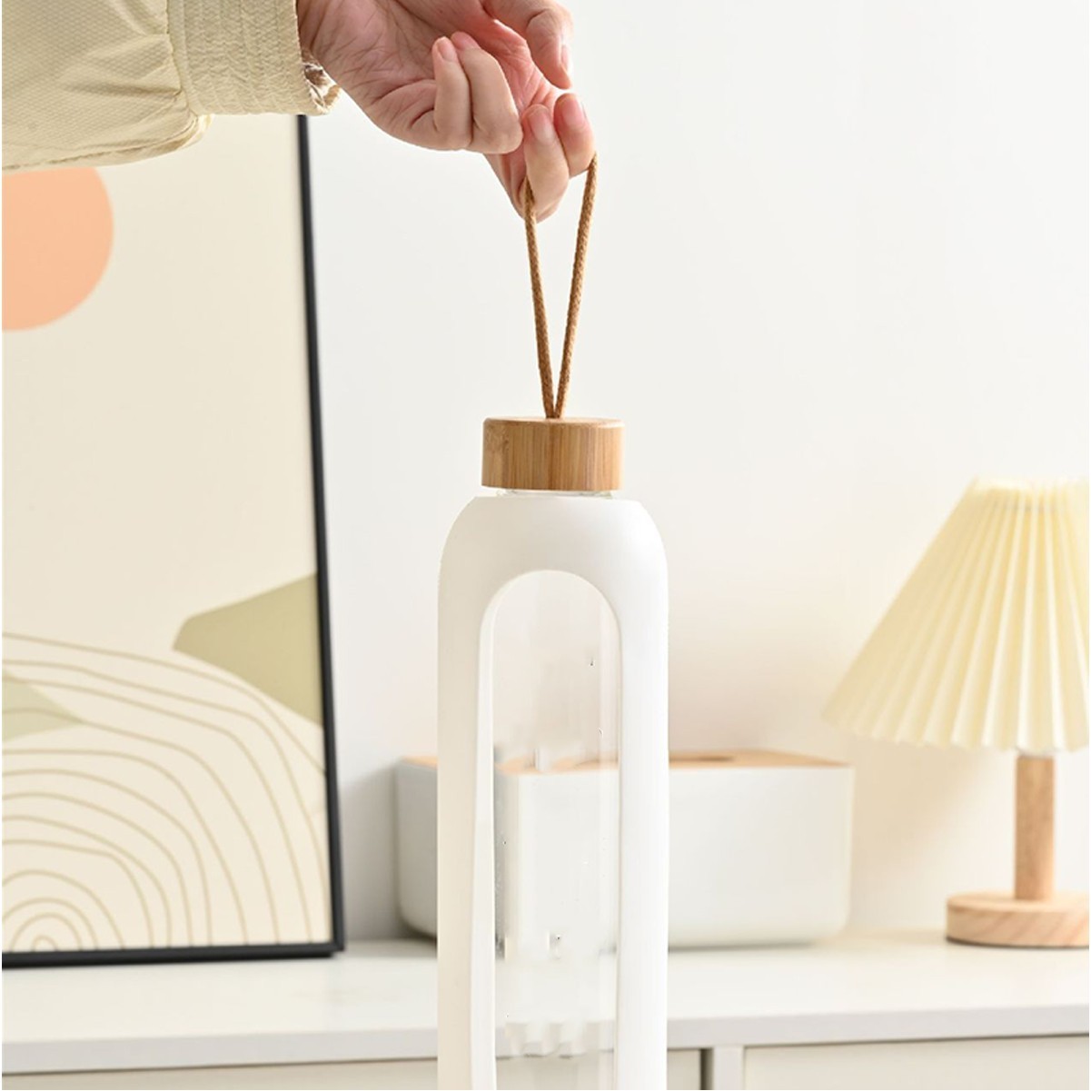 18oz Bamboo Lid Glass Water Bottle