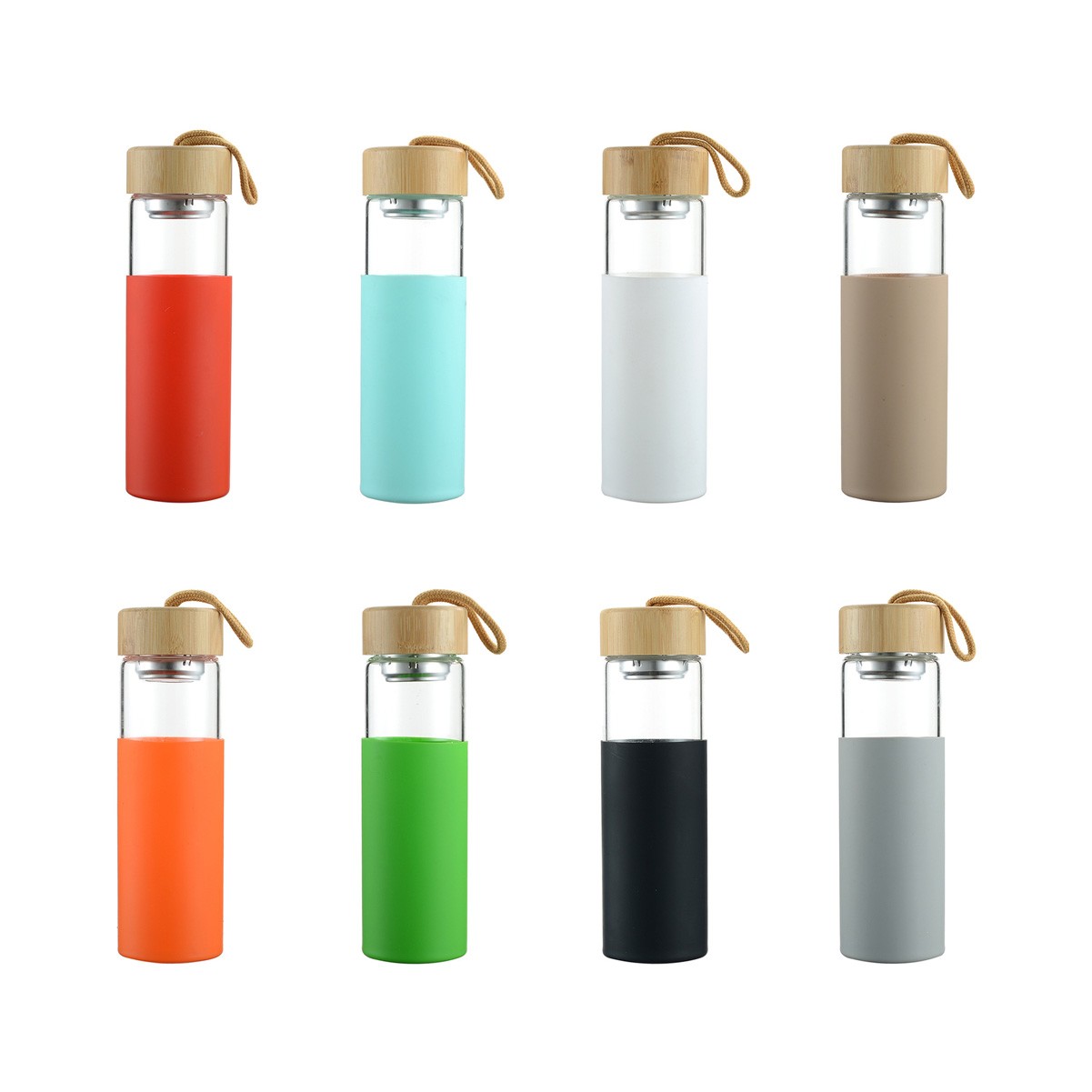 16 oz Borosilicate Glass Water Bottle with Protective Case