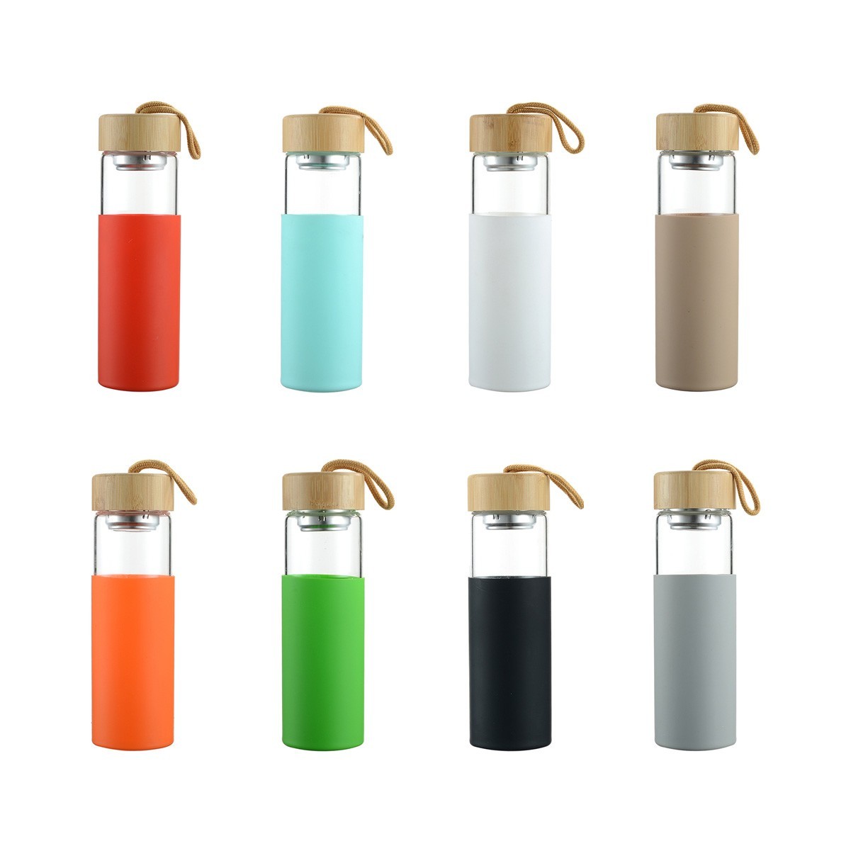 16 oz Borosilicate Glass Water Bottle with Protective Case
