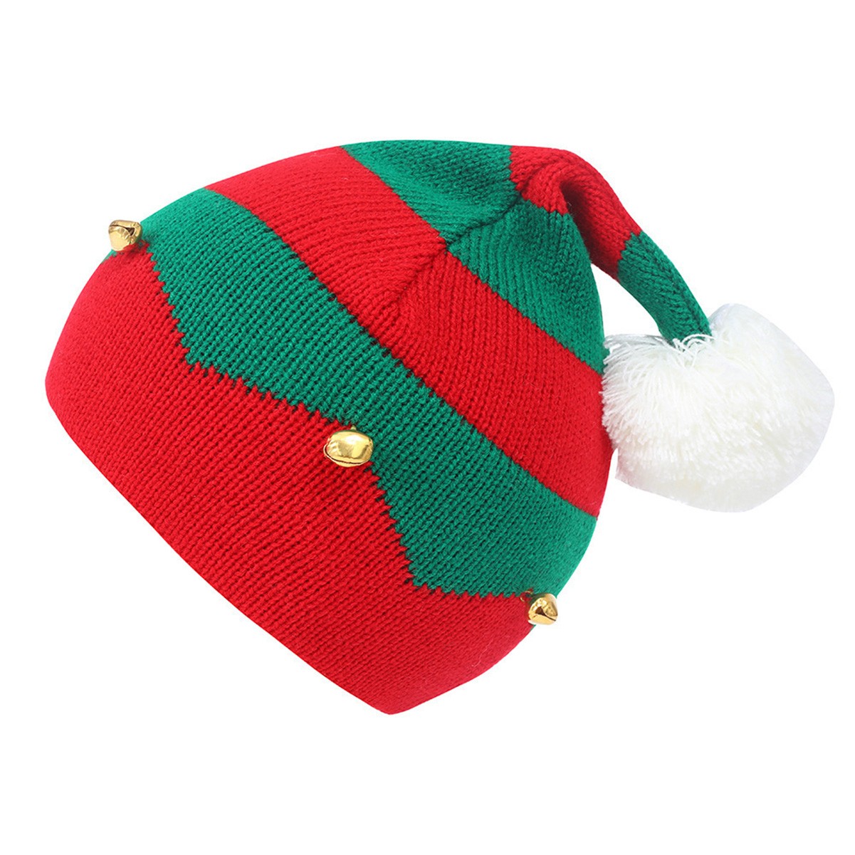 Festive Red Knit Christmas Hat with Bell
