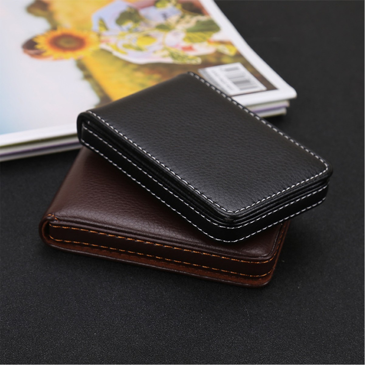 PU Leather Business Name Credit Card Holder Case