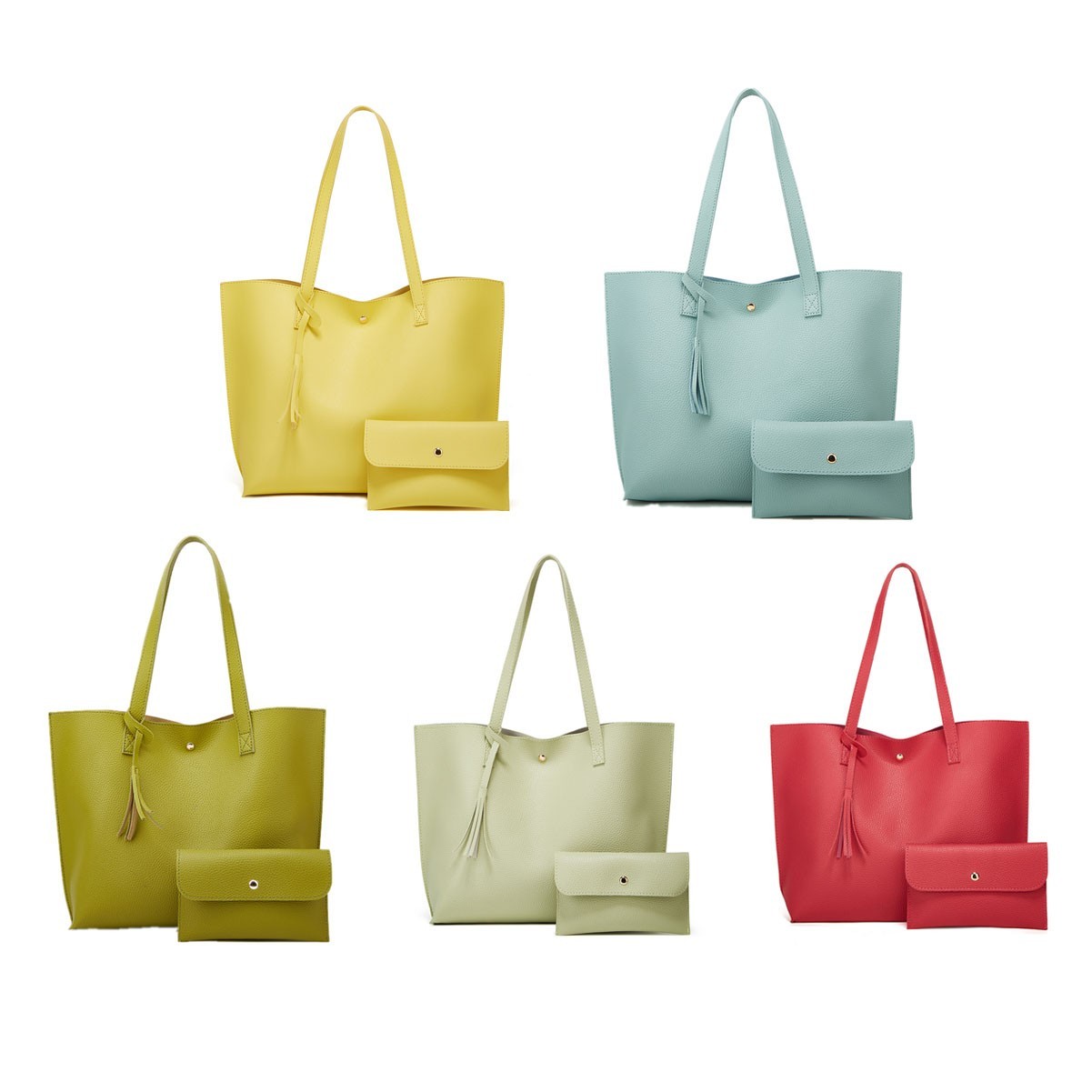 Soft Faux Leather Essential Tote Bag with Tassel