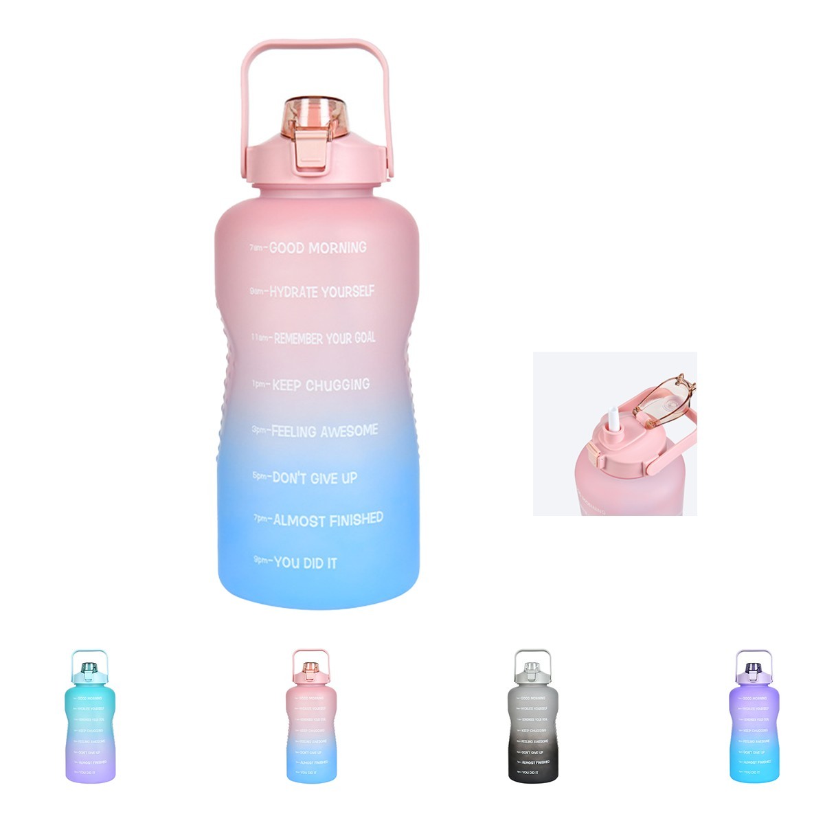 74oz Motivational Water Bottle with Time Marker and Handle