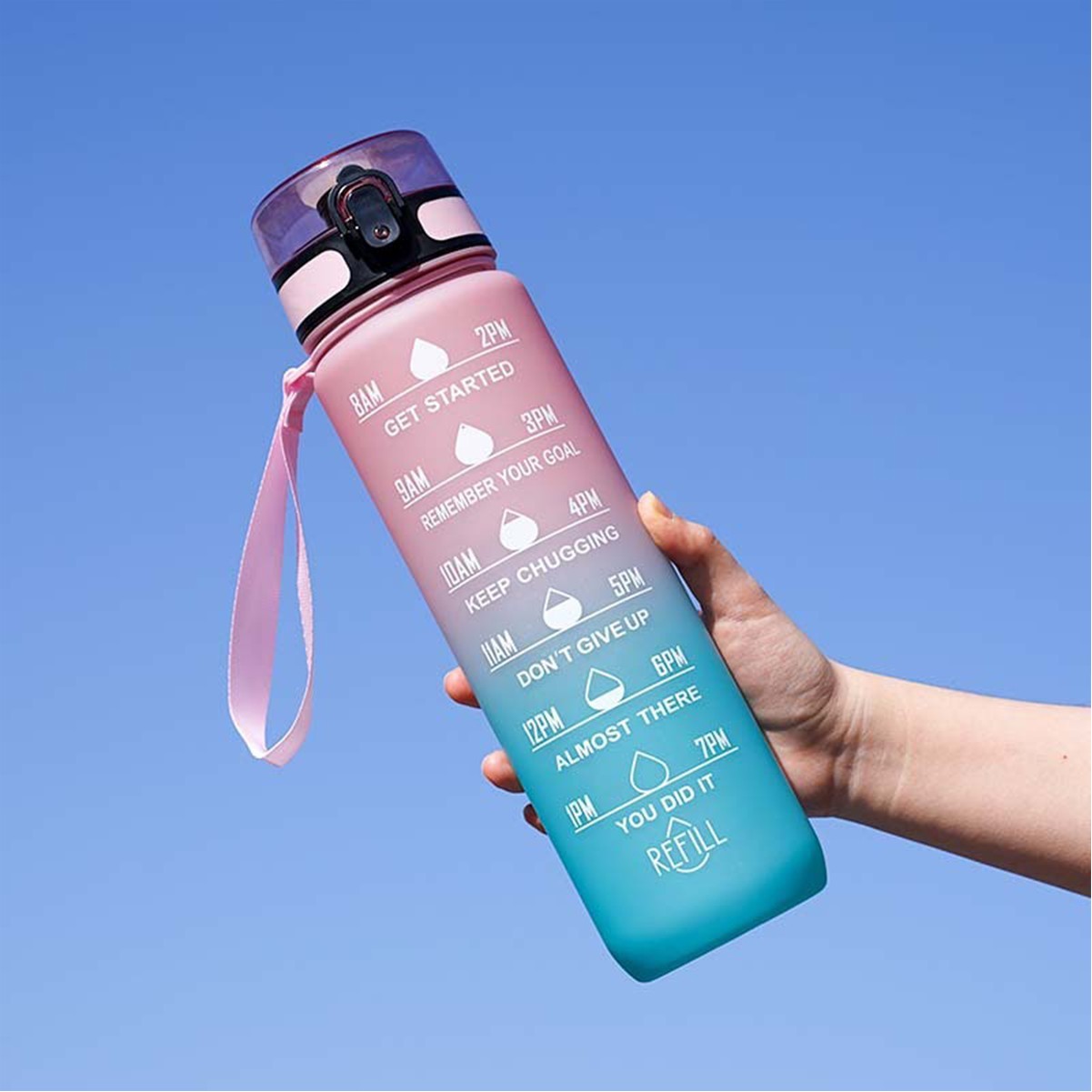 32 oz Hydration Water Bottle with Time Marker and Leak-proof Locking Lid