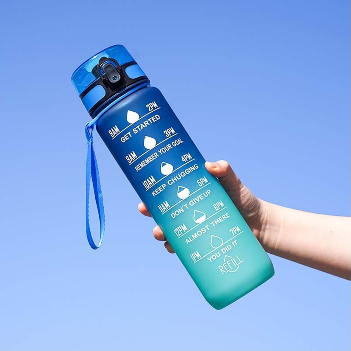 32 oz Hydration Water Bottle with Time Marker and Leak-proof Locking Lid