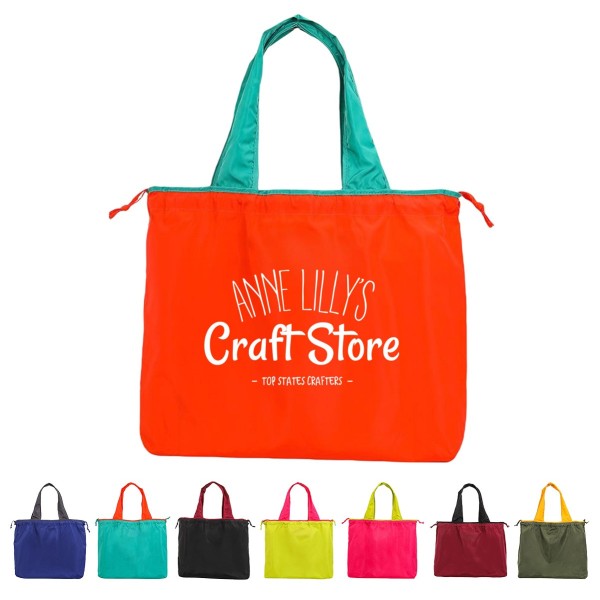 Portable Nylon Drawstring Shopping Tote Bag