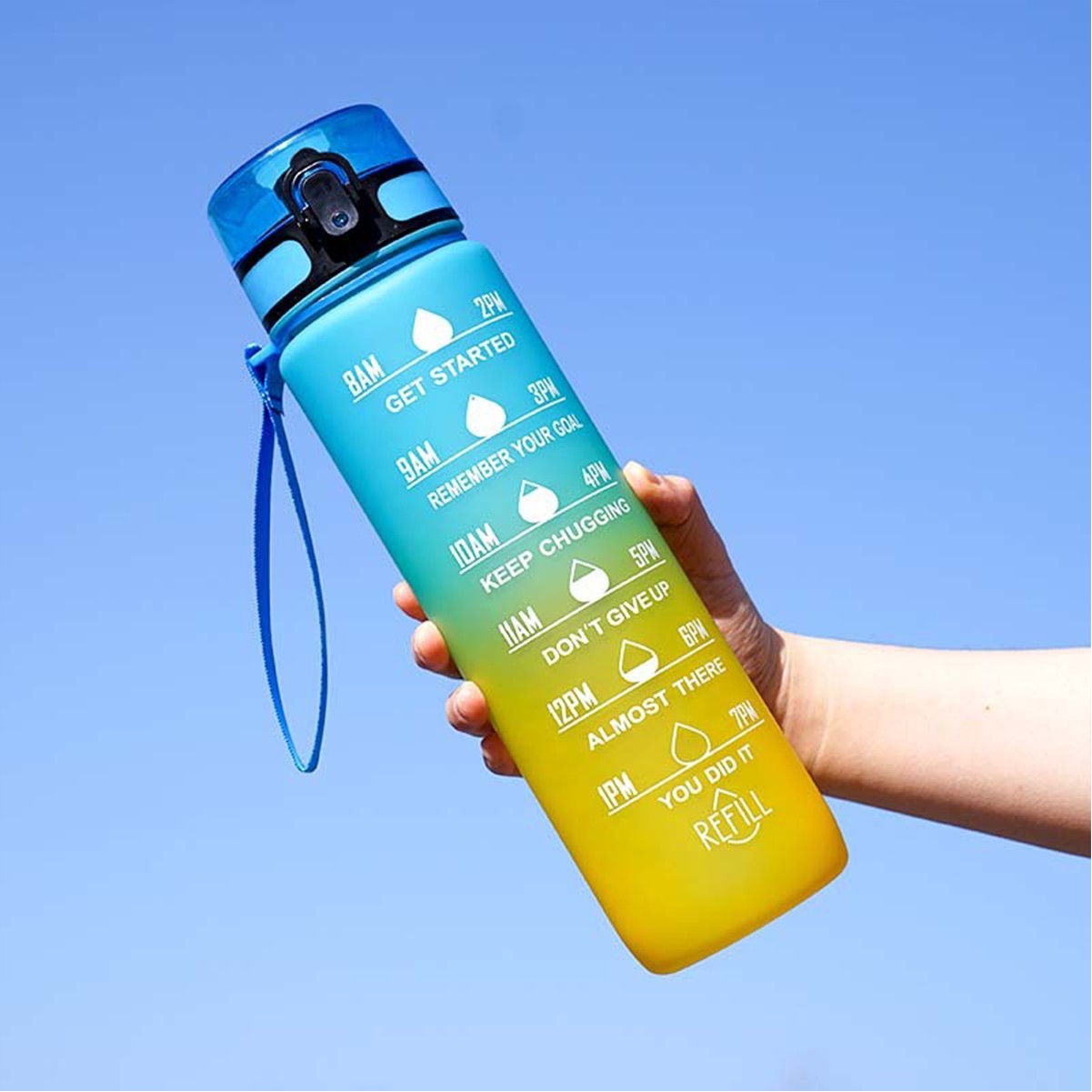 32 oz Hydration Water Bottle with Time Marker and Leak-proof Locking Lid