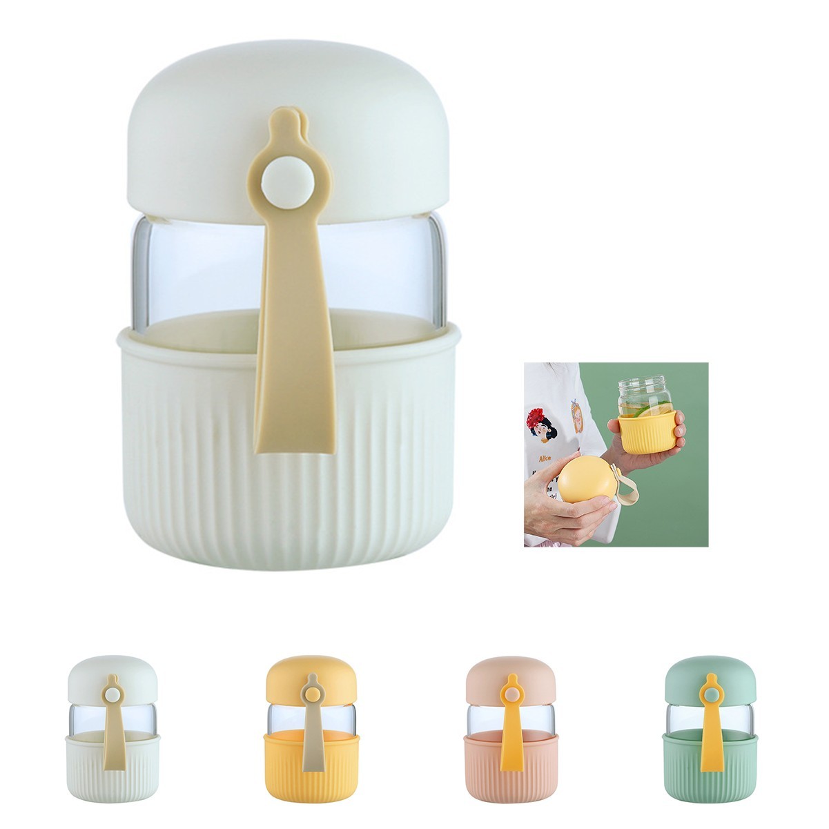 7.44oz Glass Water Cup with Secure Lid