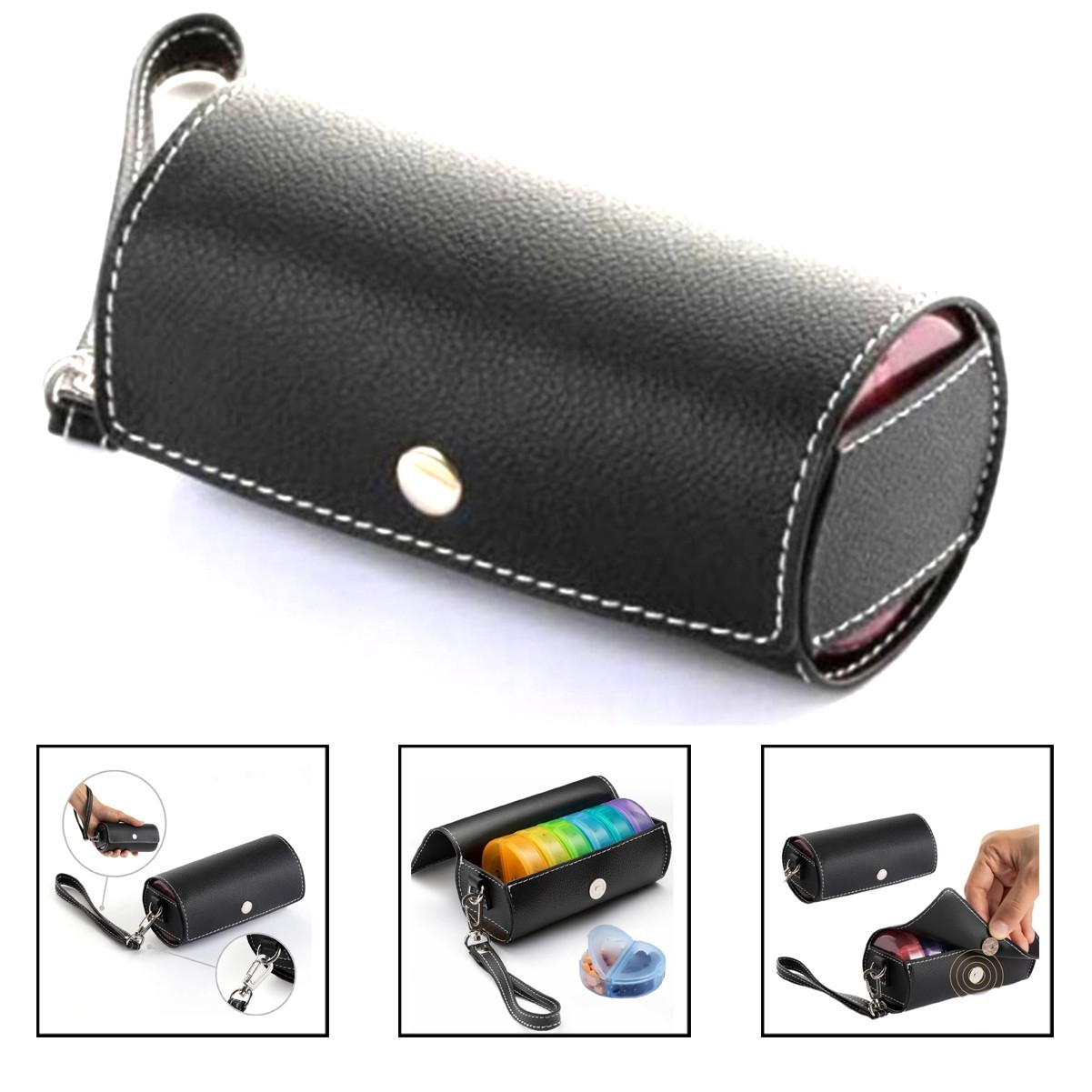 One Week Pill Box Leather Bag