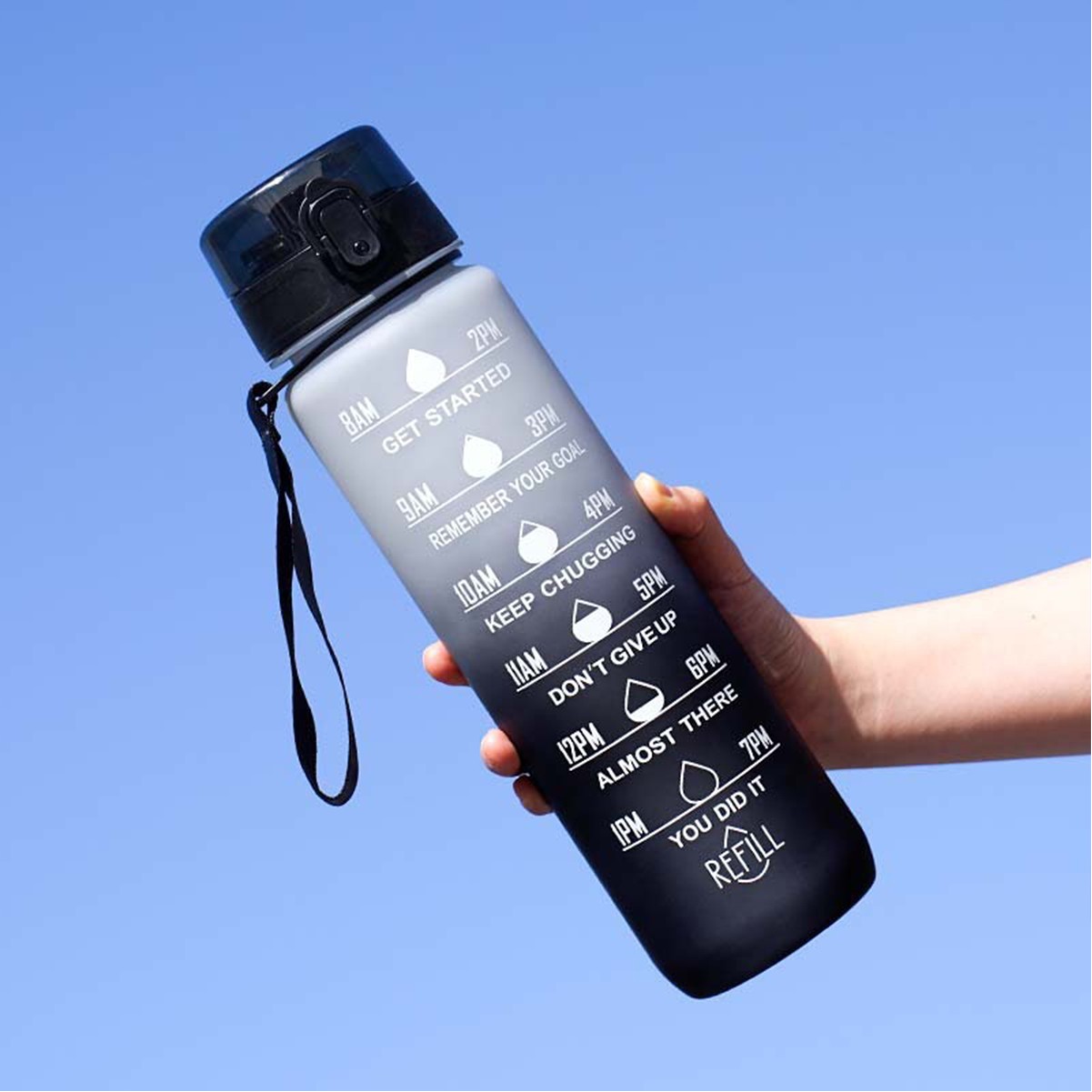 32 oz Hydration Water Bottle with Time Marker and Leak-proof Locking Lid