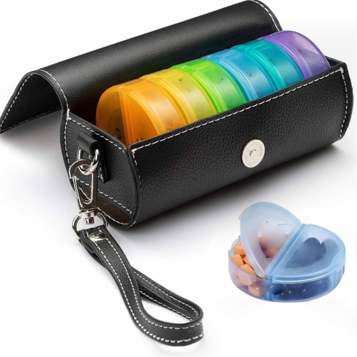 One Week Pill Box Leather Bag