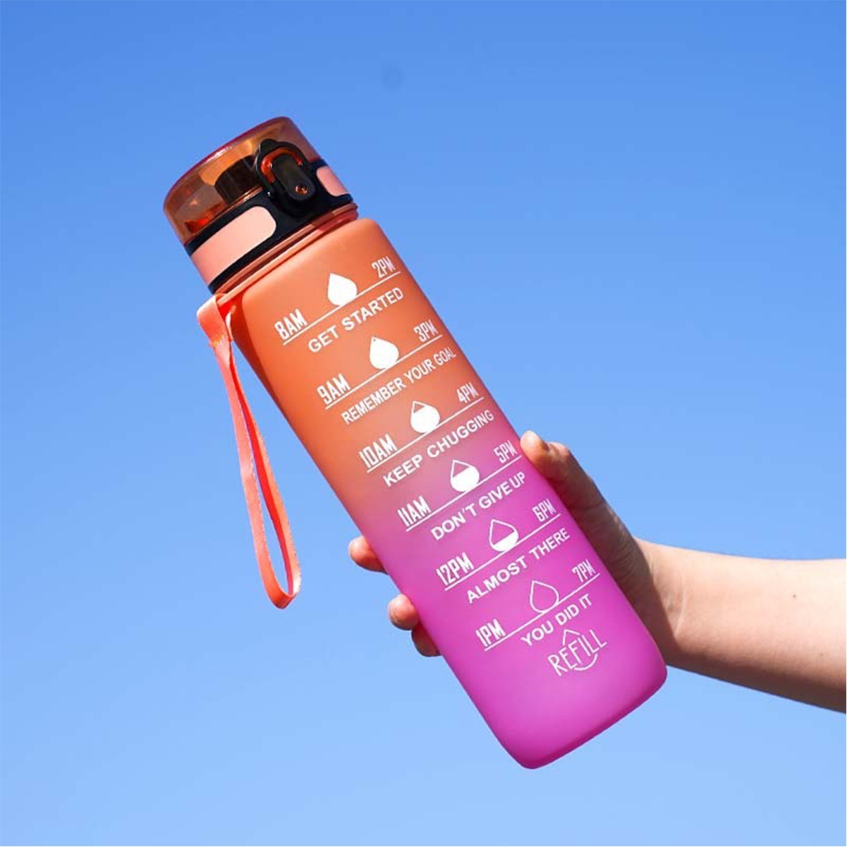32 oz Hydration Water Bottle with Time Marker and Leak-proof Locking Lid