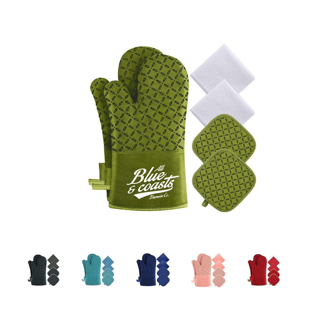 Cotton Oven Mitten 4 Piece Set