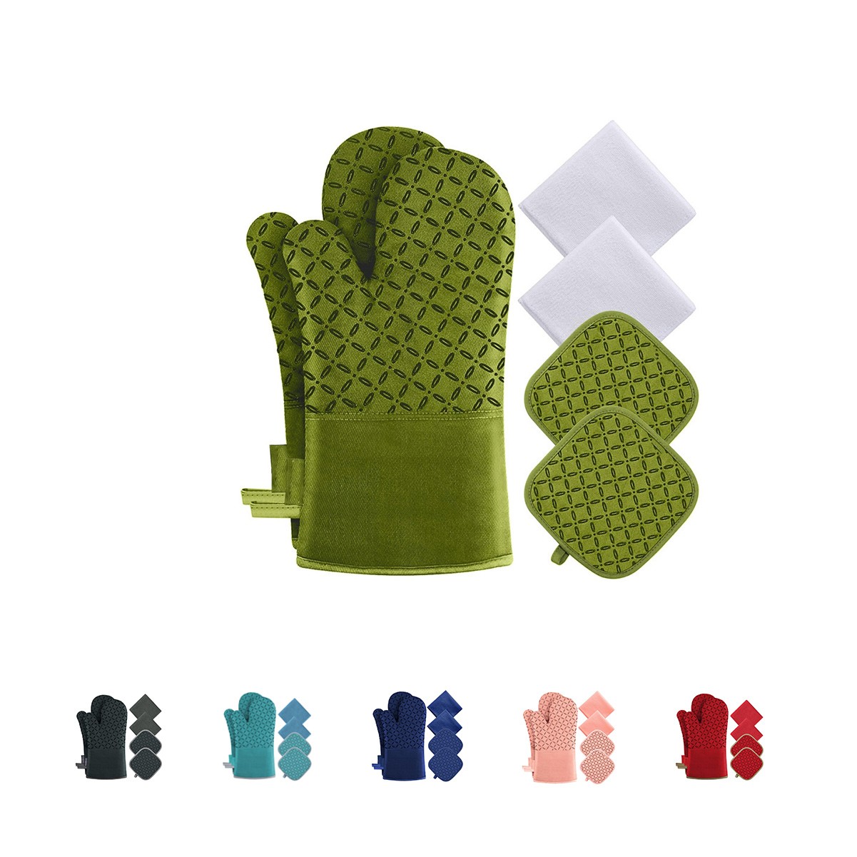 Cotton Oven Mitten 4 Piece Set