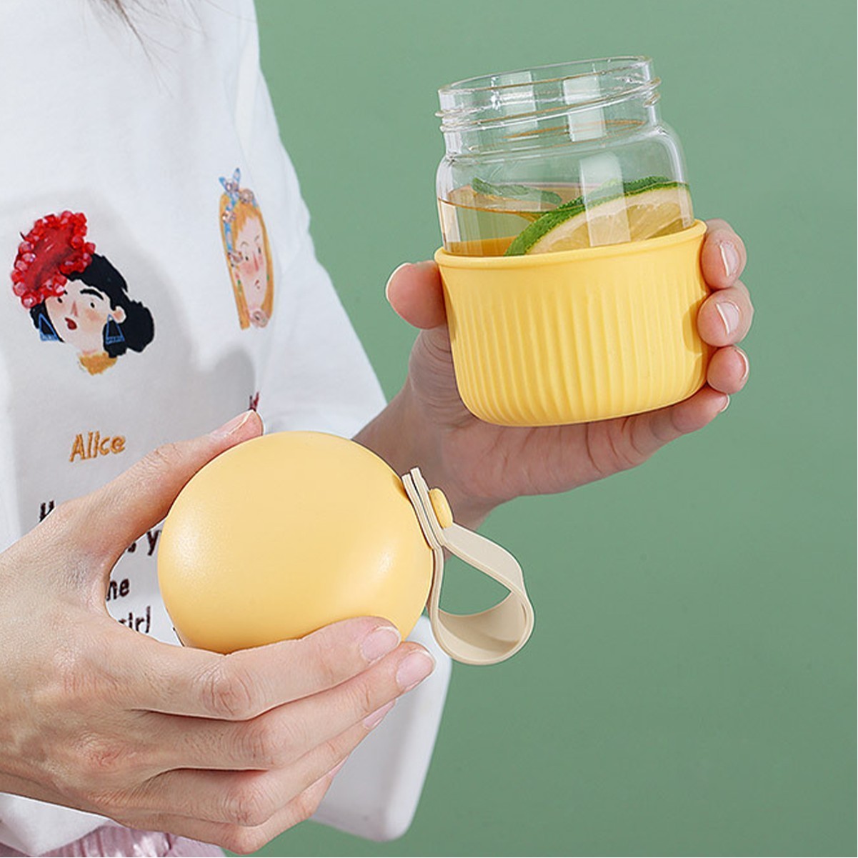 7.44oz Glass Water Cup with Secure Lid