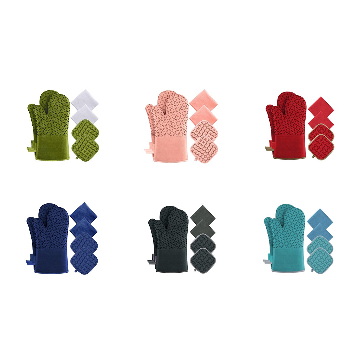 Cotton Oven Mitten 4 Piece Set