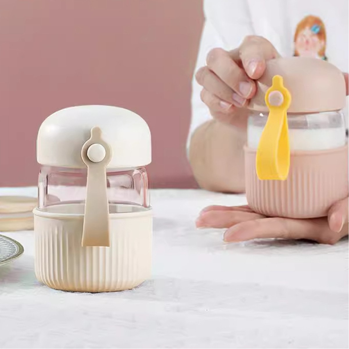 7.44oz Glass Water Cup with Secure Lid