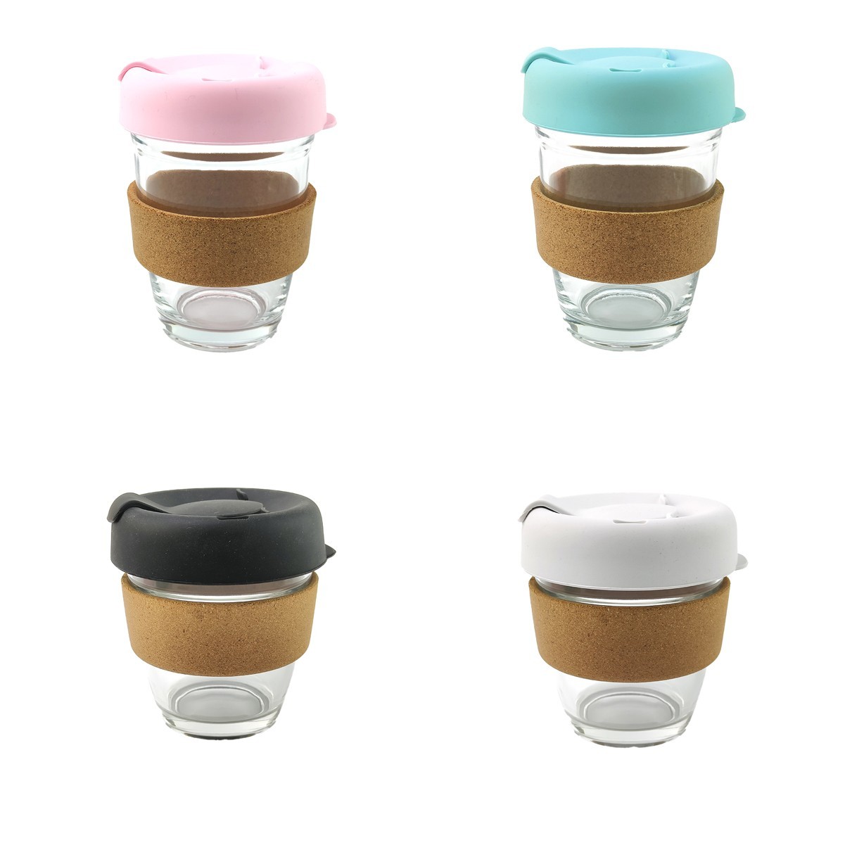 12oz Tempered Glass Coffee Tumbler with Cork Band