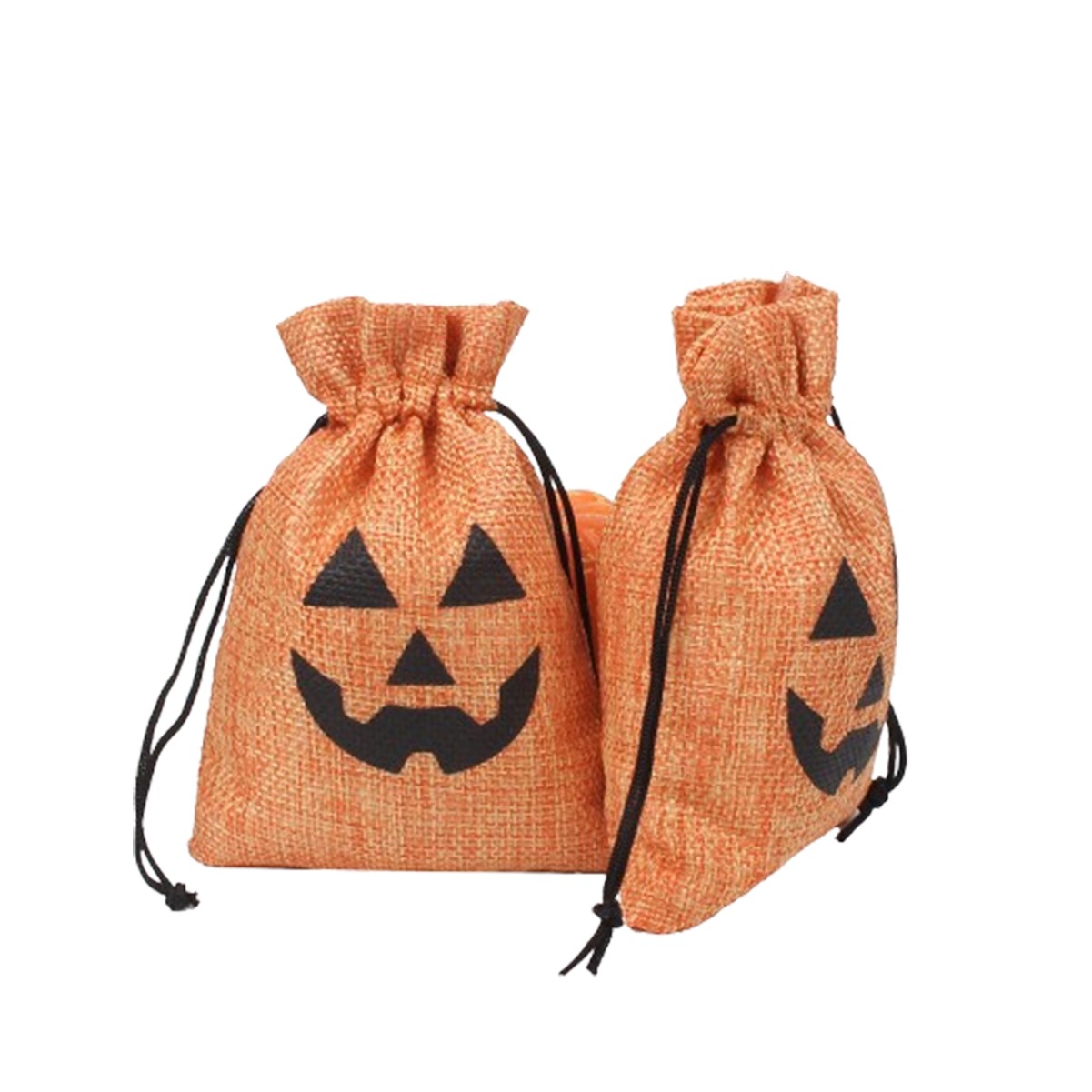 Festive Pumpkin Head Linen Pouch