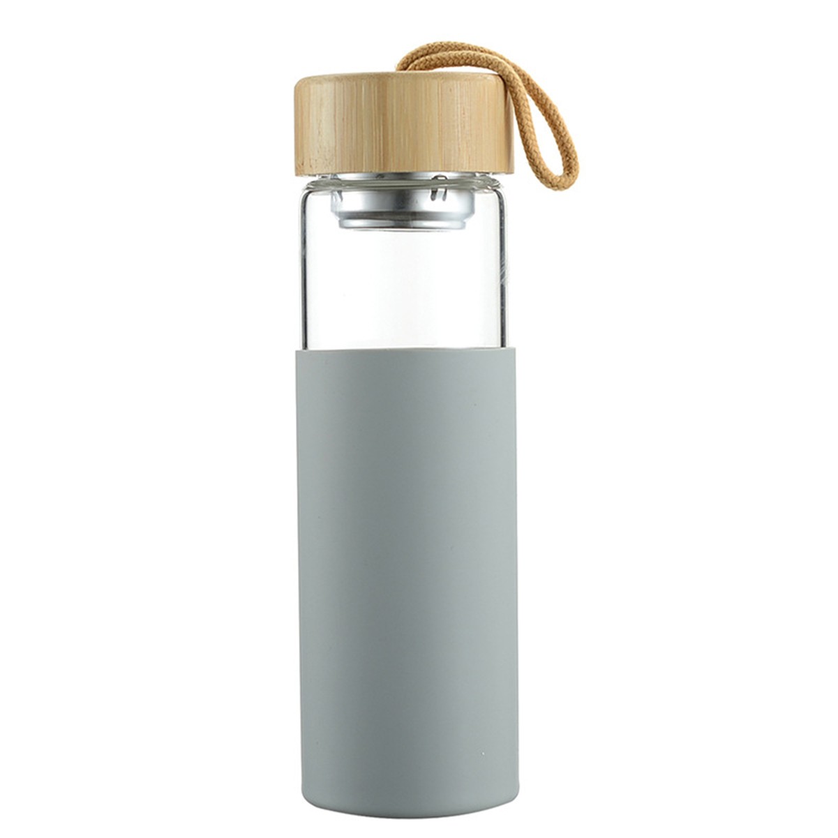 17oz Eco-friendly Glass Water Bottle with Leak-proof Bamboo Lid