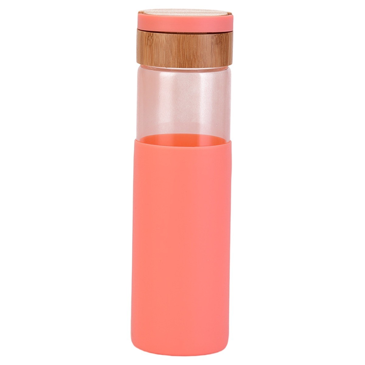 17oz Bamboo Lid Glass Water Bottle with Leak-Proof Silicone Seal