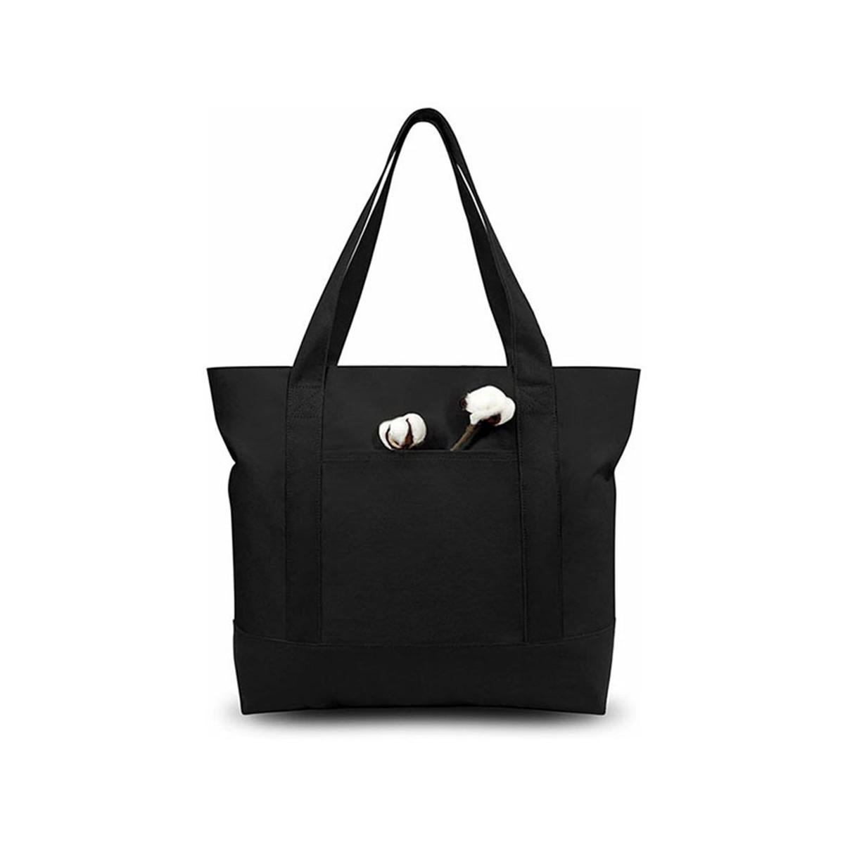 Zippered Canvas Tote Bag with Small Pocket