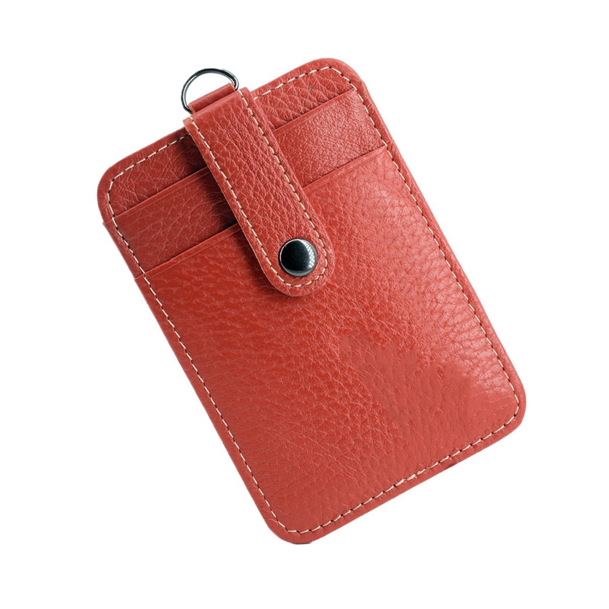 Leather ID Card Holder with Nylon Lanyard