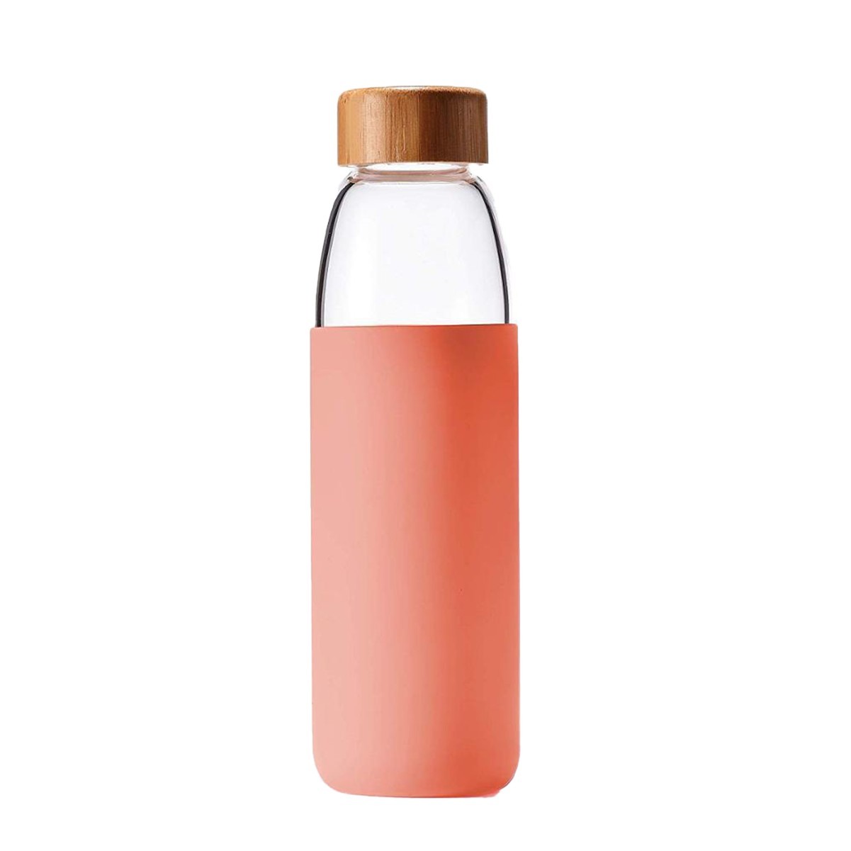 18oz Borosilicate Glass Water Bottle with Bamboo Lid and Silicone Sleeve