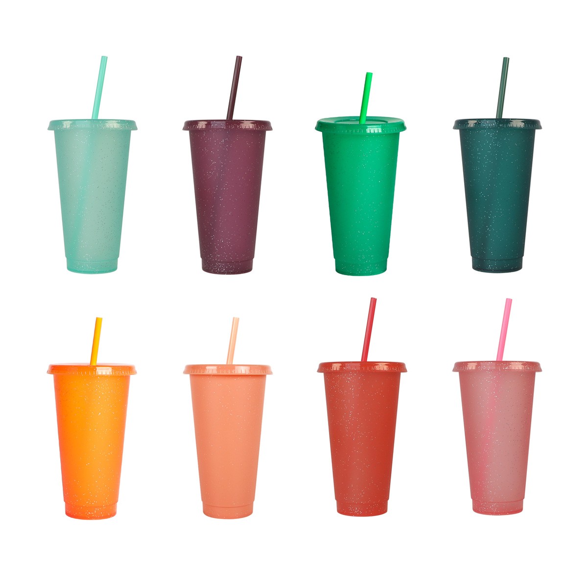 24OZ Reusable Colorful Insulated Tumbler with Straw