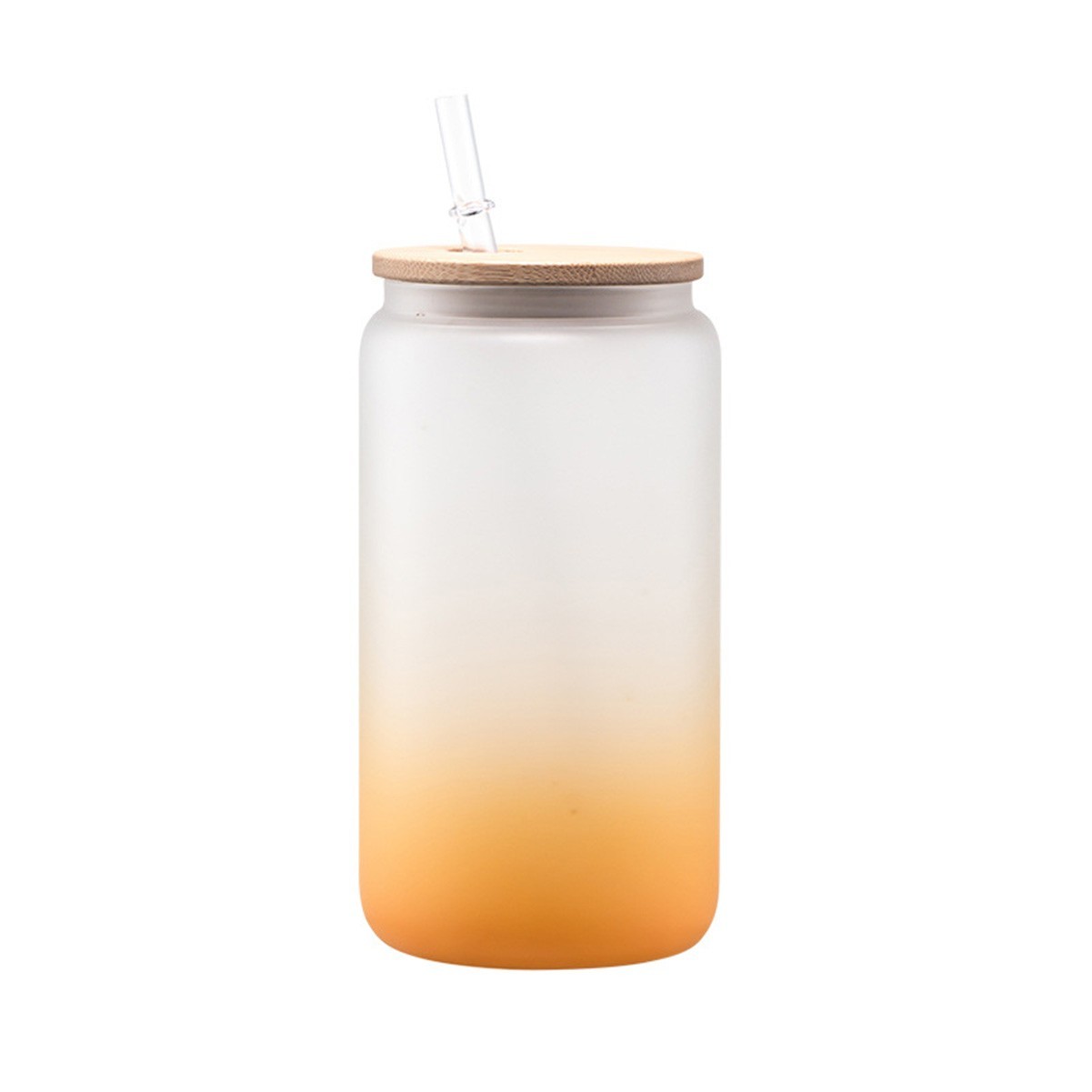 16oz Frosted Beer Can Inspired Glass Jar with Bamboo Lid