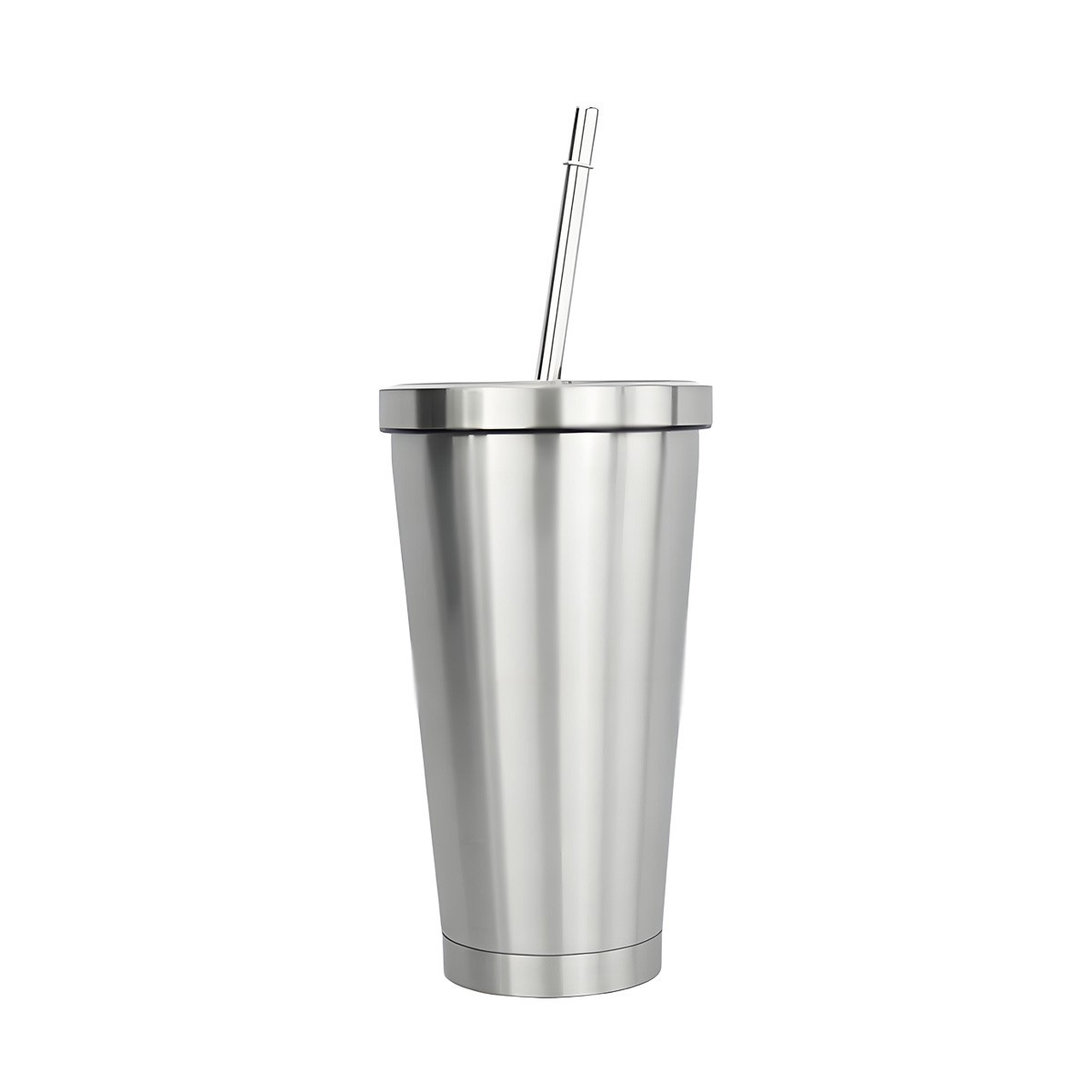 16oz Insulated Stainless Steel Beverage Tumbler with Lid & Straw