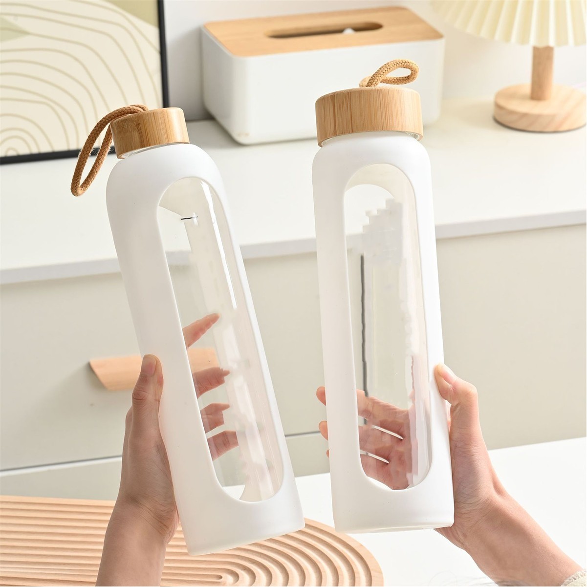 18oz Bamboo Lid Glass Water Bottle