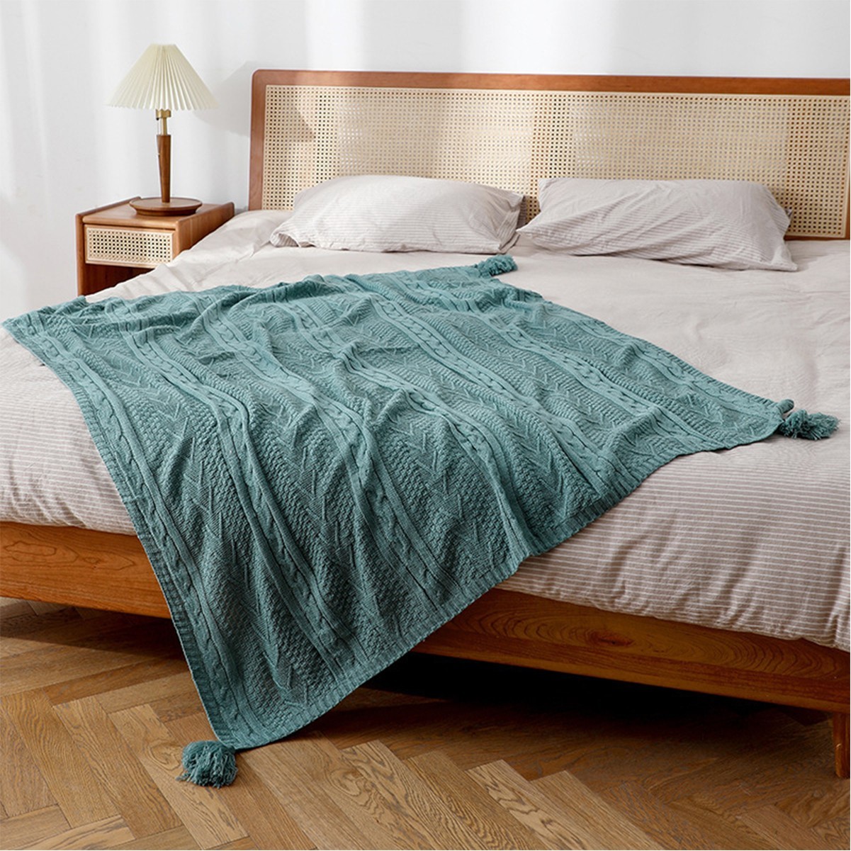 Cozy Knit Tassel Throw Blanket