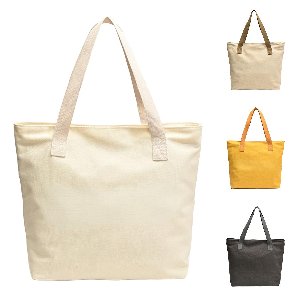 Natural Cotton Canvas Shopping Tote Bag