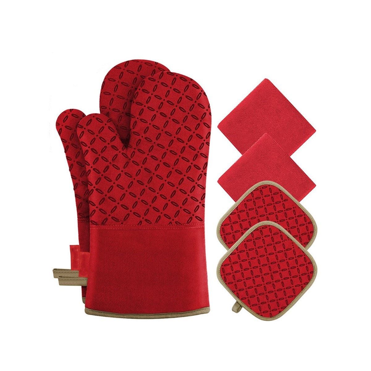 Cotton Oven Mitten 4 Piece Set