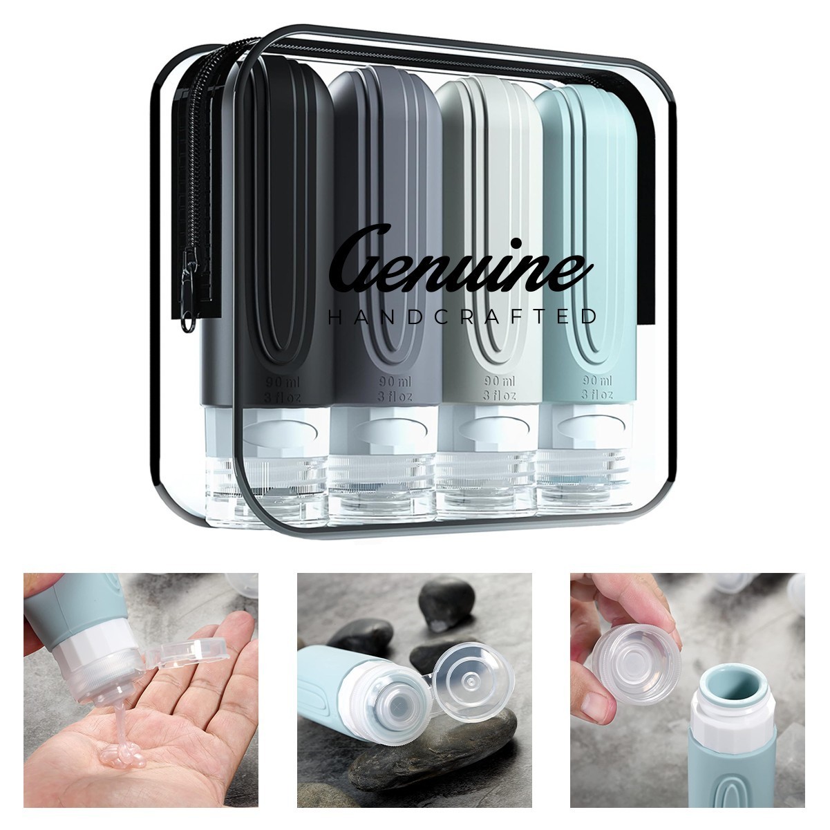 3oz Portable Leak Proof SiliconeTravel Bottle