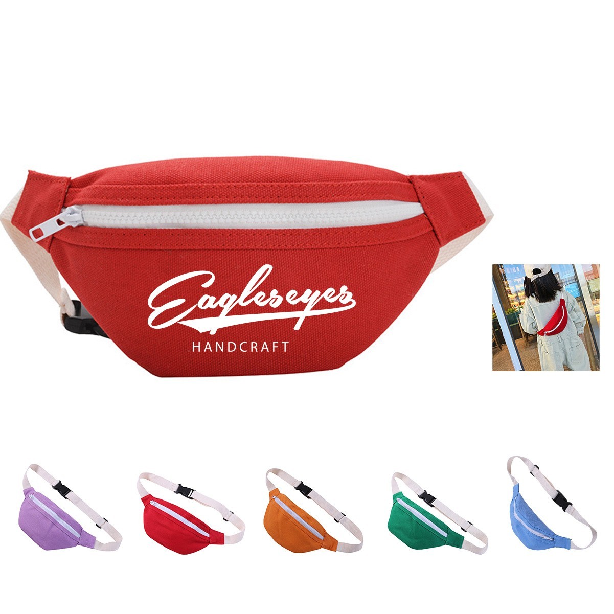Canvas Dumpling Shape Fanny Pack