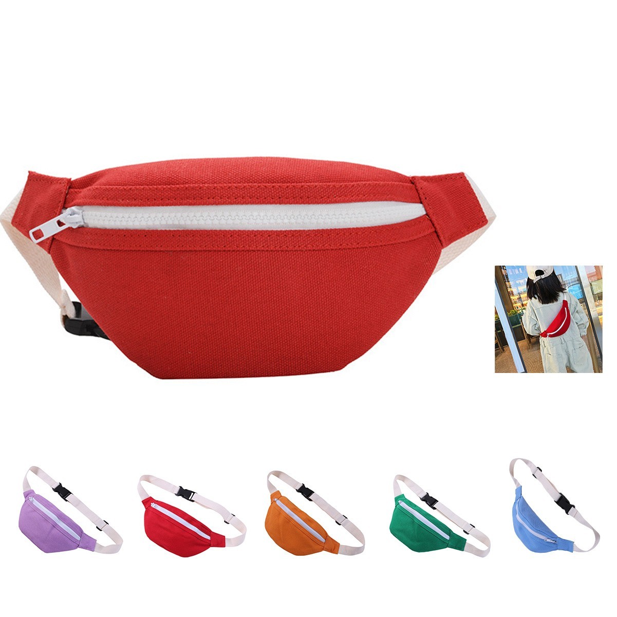 Canvas Dumpling Shape Fanny Pack