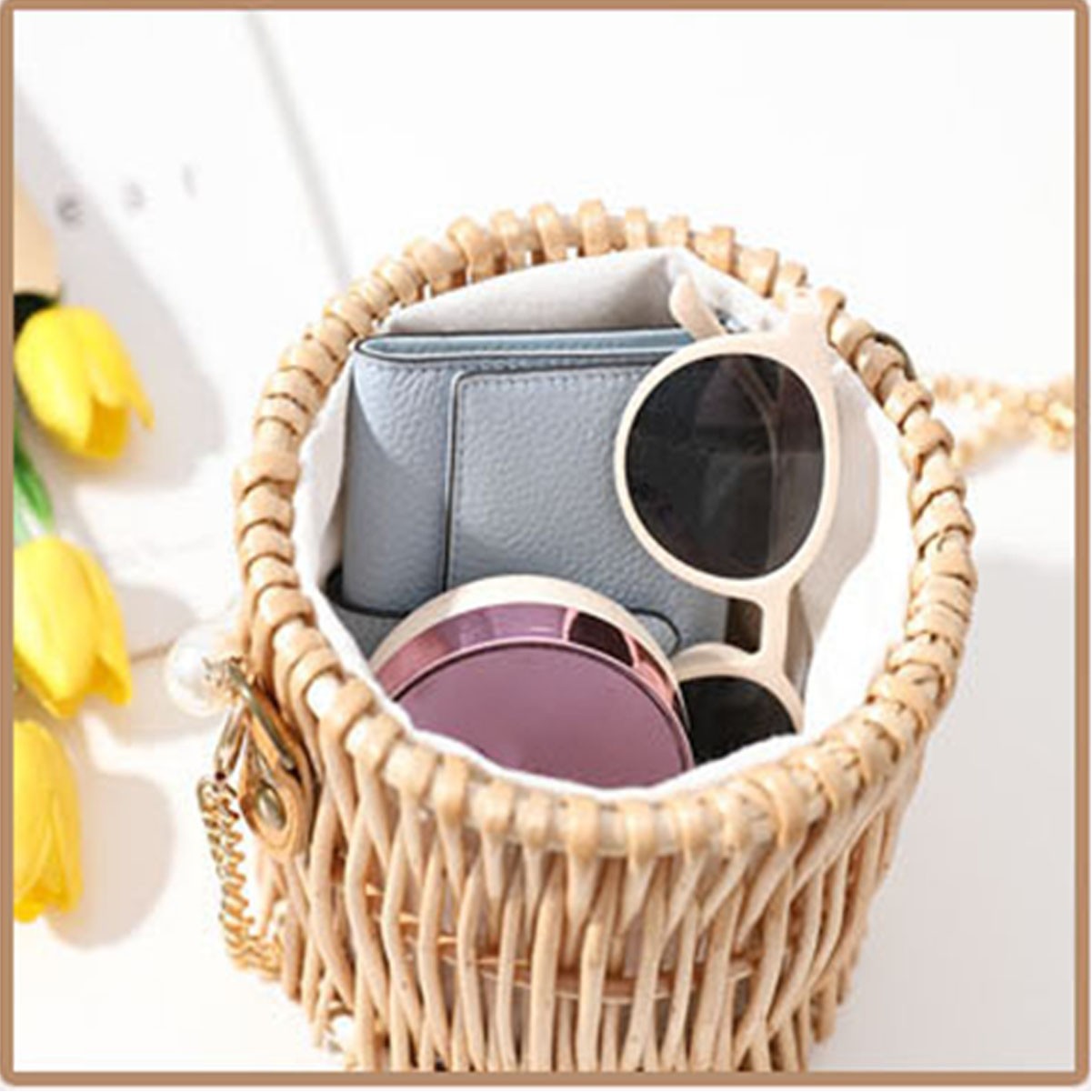 Handwoven Rattan Round Bag