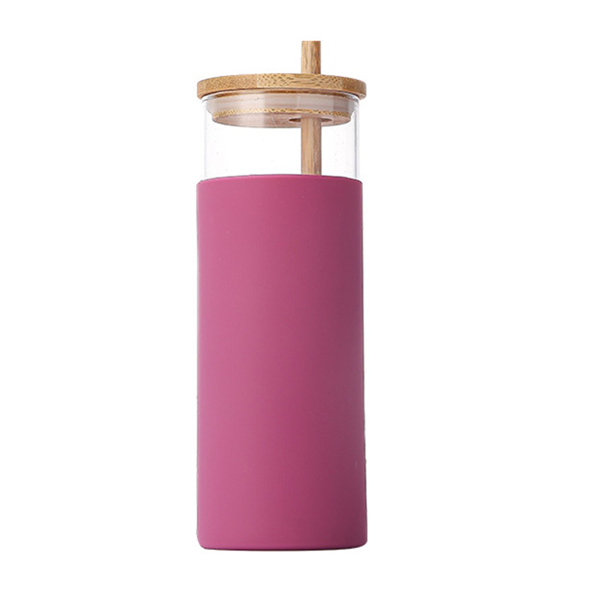 16oz Glass Tumbler with Bamboo Lid and Straw