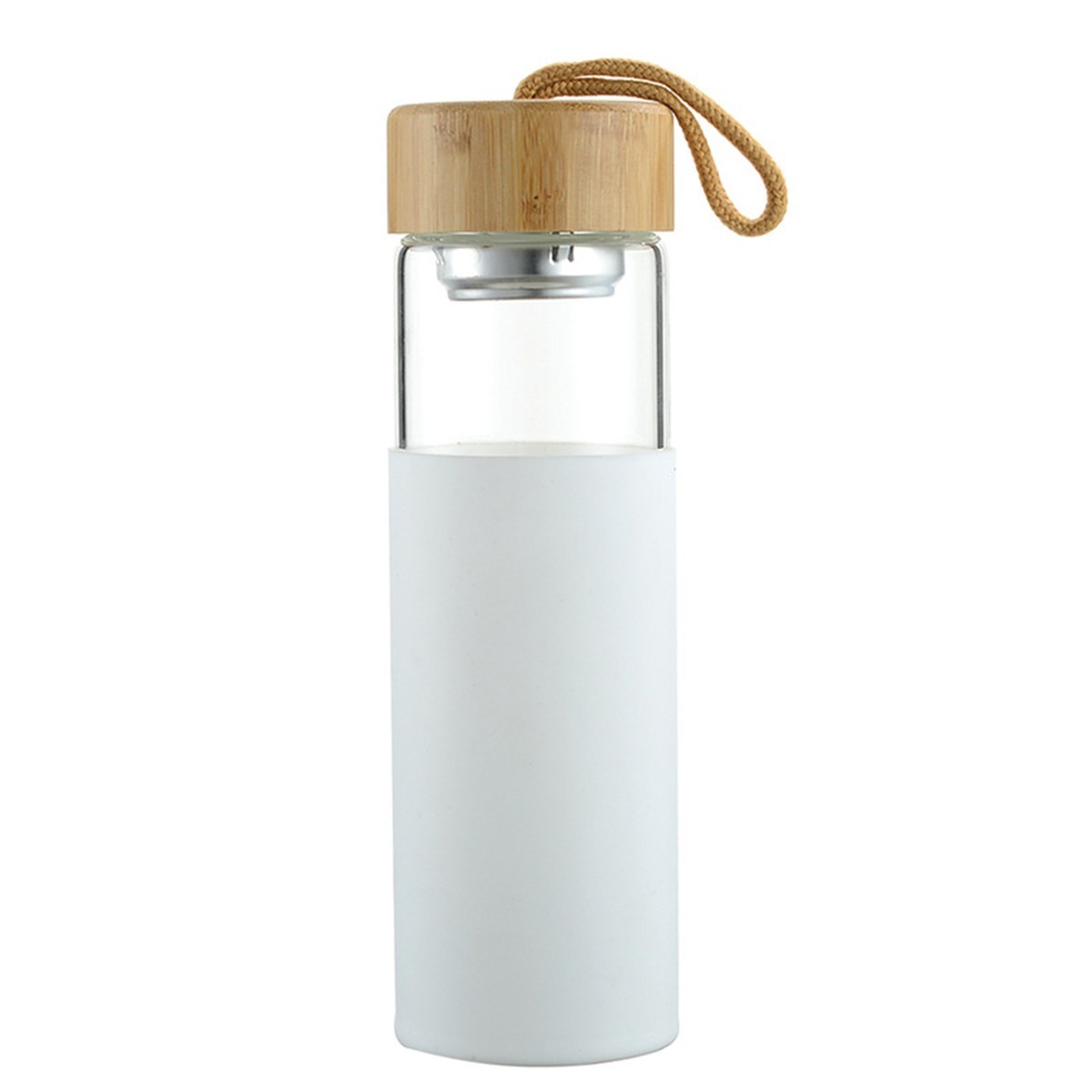 17oz Eco-friendly Glass Water Bottle with Leak-proof Bamboo Lid