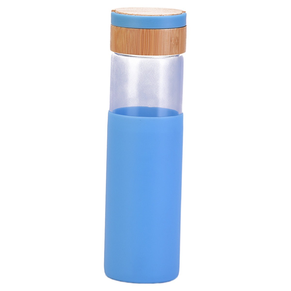 17oz Bamboo Lid Glass Water Bottle with Leak-Proof Silicone Seal