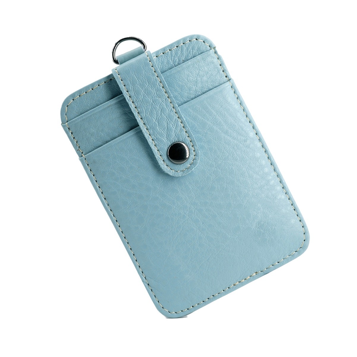 Leather ID Card Holder with Nylon Lanyard