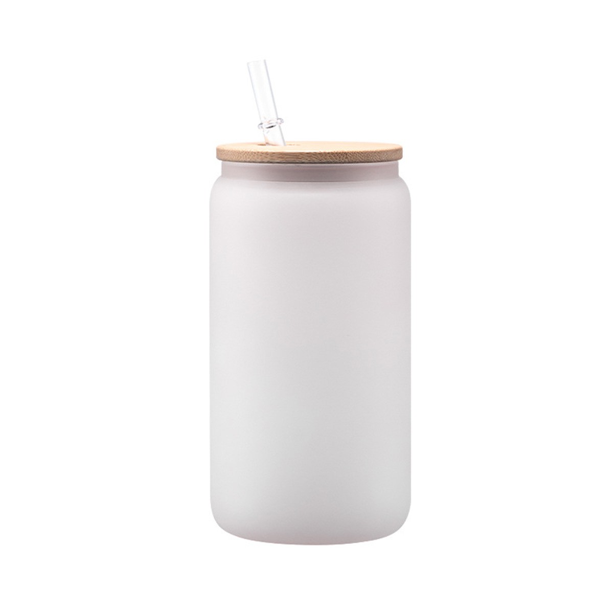 16oz Frosted Beer Can Inspired Glass Jar with Bamboo Lid